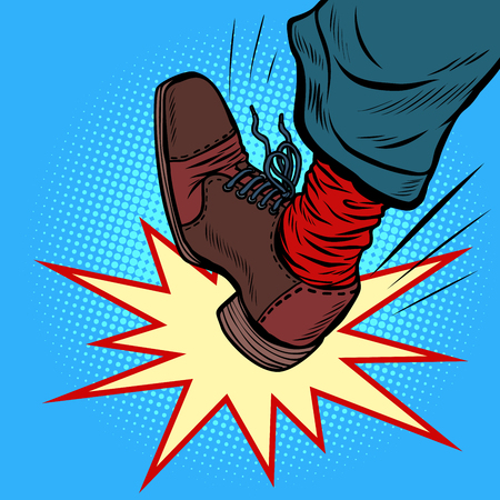 man leg kick anger aggressionのイラスト素材