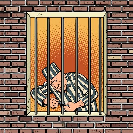 A prisoner escapes from prison. Jailbreakのイラスト素材