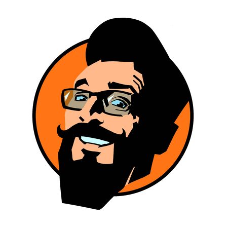 smiling hipster man. joyful emotionsのイラスト素材