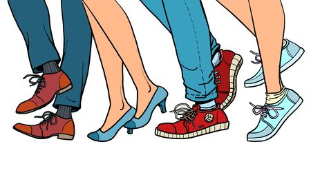 close-up of legs of people walkingのイラスト素材