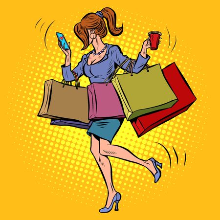 Business woman with shoppingのイラスト素材