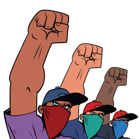 black life matters, multiethnic group of masked protesters