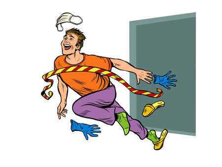 The end of quarantine. The man removes the medical maskのイラスト素材