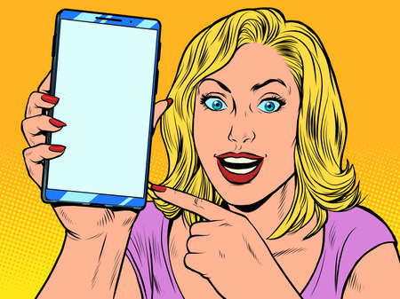 Happy woman and smartphoneのイラスト素材