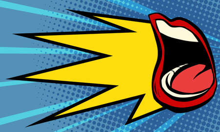 pop art female mouth screamのイラスト素材