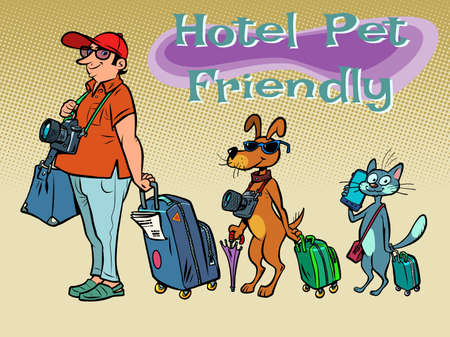 pet friendly hotel. Recreation for tourists with animals. Travel and tourismのイラスト素材