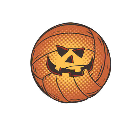 halloween pumpkin face volleyball ball, sports itemのイラスト素材