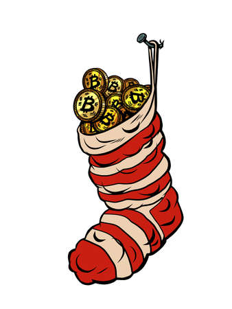 bitcoin cryptocurrency money income premium profit christmas sock for gifts