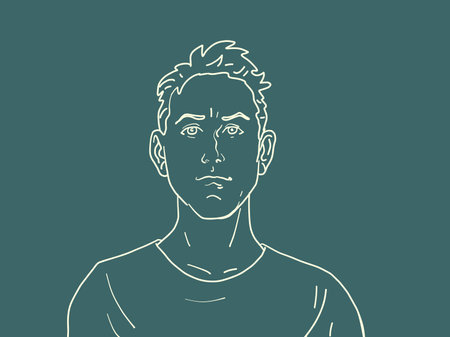 worried young white male portrait, serious emotions. Peopleのイラスト素材
