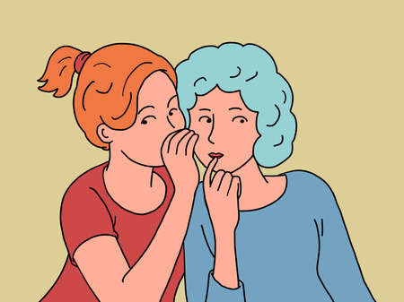 a secret, two women whispering. Friendship of people. Not public newsのイラスト素材