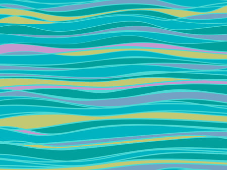 sea ocean wave teal turquoise colored background. hand painted waves illustrationのイラスト素材