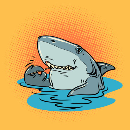dental services dental care. The shark cleans his teeth with a toothpick.のイラスト素材