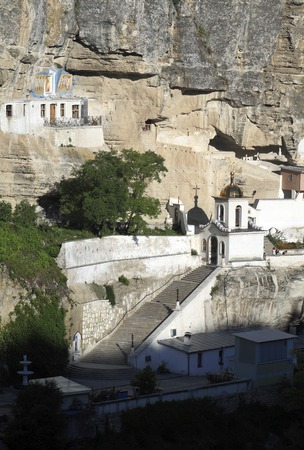 Uspensky Cave Monastery in the Crimean Penisculaの写真素材