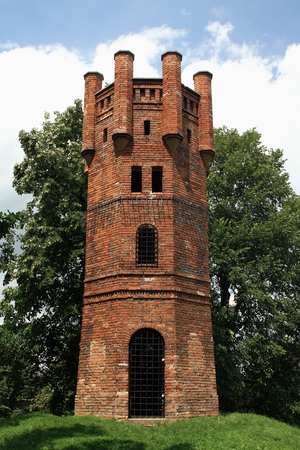 Old brick lookout tower from 19th century in the castle park in Cechy pod Kosirem, Czech Republic のeditorial素材