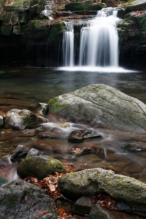 Water Cascade Creek on Satina in Beskydy Mountains, Czech Republic.の写真素材