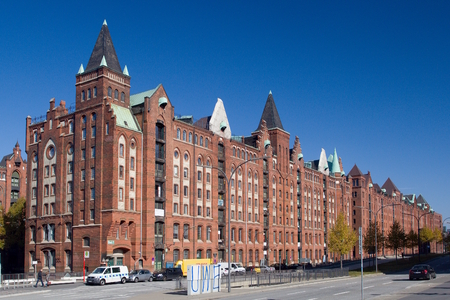 The Speicherstadt - the largest historic warehouse in the world, located in the HafenCity quarter in Hamburg, Germany.のeditorial素材