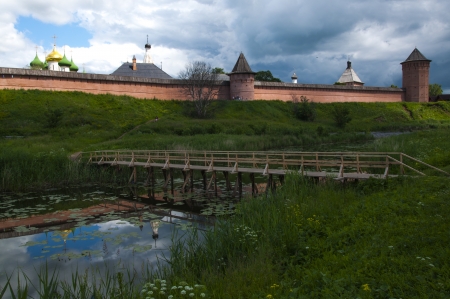 Walls and towers of a medieval monasteryのeditorial素材