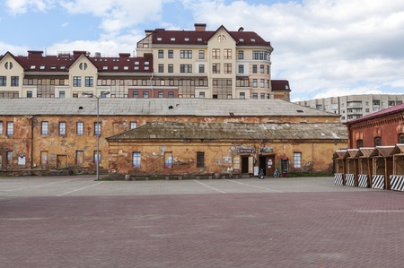 Old Fort square City of Omsk and new homesのeditorial素材