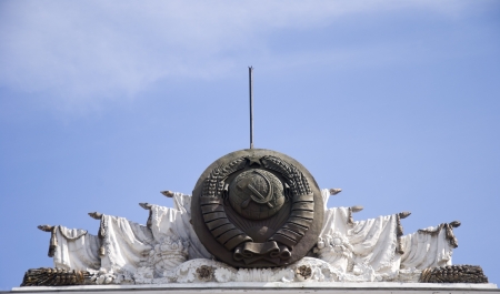 The bas-relief in the form of the coat of arms of the USSRの写真素材
