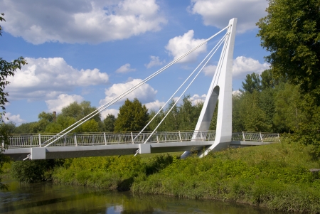 White bridge over the river in Moscow