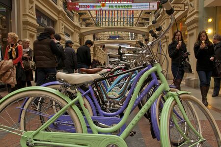 Bikes in a shop windowのeditorial素材