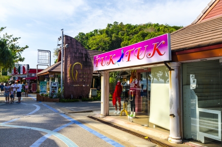 Tourist resort beach town streetのeditorial素材