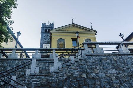 Streets and houses in the mountain town of Alpine Italian Ponte di Legno region Lombaridya Brescia,...