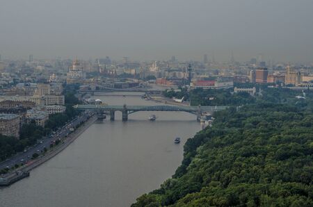 View the tourist areas of the Moscow River and the University of avian flight heightの写真素材