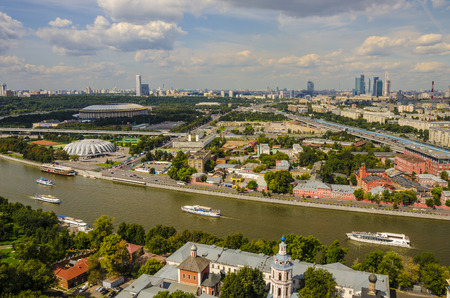 View the tourist areas of Moscow and river from aboveの写真素材