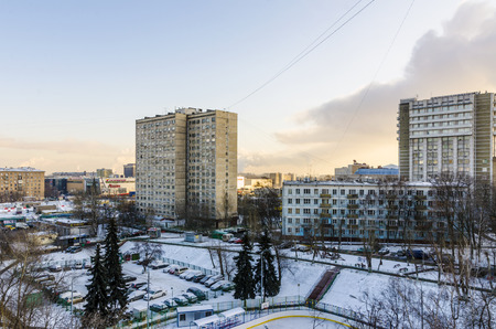 Modern apartment buildings in the new district of Moscow