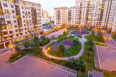 Modern apartment buildings in the new district of Moscowの写真素材