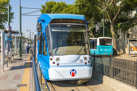 A tram stop in Istanbulのeditorial素材