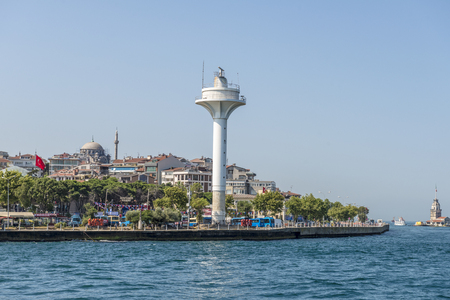modern lighthouse on the shores of the Bosphorus in Istanbulのeditorial素材