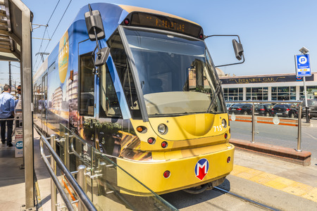 Famous modern tram in Istanbulのeditorial素材