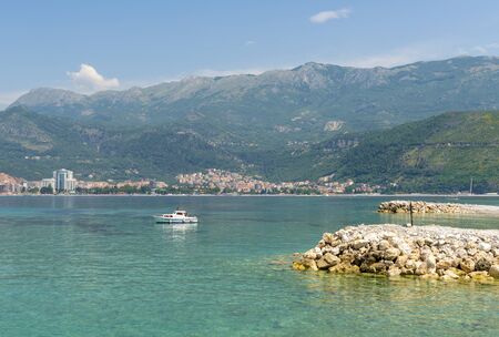 Pebble beach in Budva. Montenegro. Adriatic Seaの写真素材