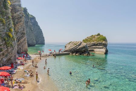Pebble beach in Budva. Montenegro. Adriatic Seaのeditorial素材
