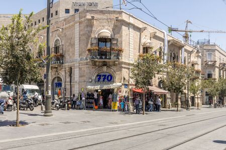 narrow streets of old Jerusalem. Stone houses and archesのeditorial素材