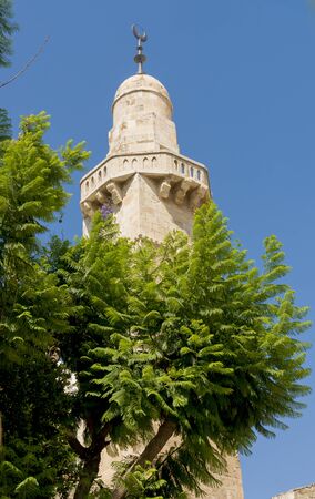 The minaret of a mosque in Jerusalemの写真素材