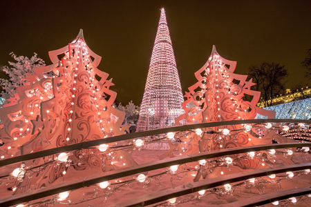 Moscow, Russia - December 7, 2016: Christmas New Year lighting the streets of Moscowのeditorial素材
