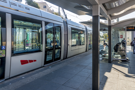 Tram in the streets of Jerusalemのeditorial素材