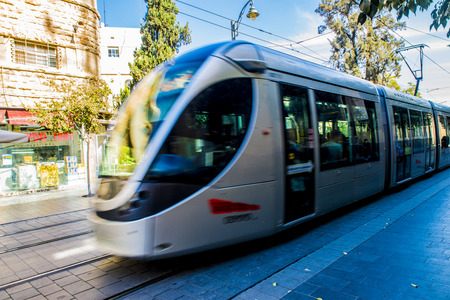 Tram in the streets of Jerusalemのeditorial素材