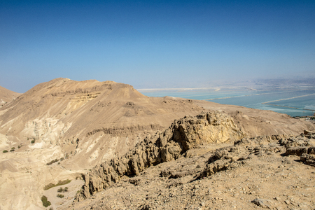 Ruins of the ancient Jewish fortress Masada in Israelの写真素材