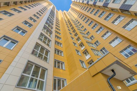 New modern multi-storey residential buildings in Moscow in winter