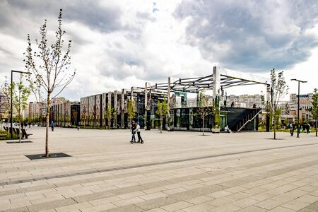 New residential areas in Moscow. Houses and parksの写真素材