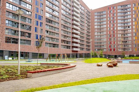 New residential areas in Moscow. Houses and parks