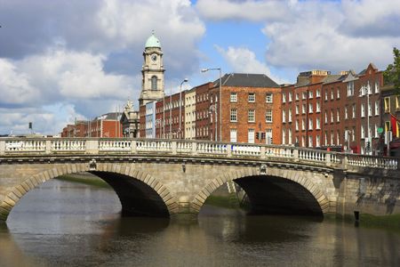 Bridge over the river Liffey in Dublin, Ireland.の写真素材