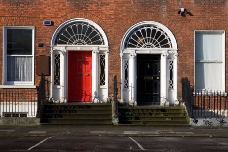 Georgian style doors in Dublin, Ireland.の写真素材