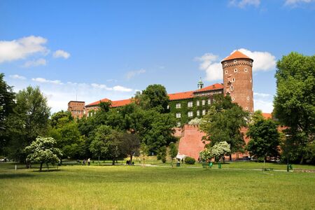 The Wawel Royal Castle in Cracow in Poland built in 14th at the behest of Casimir III the Great, rebuilt by Jogaila and Jadwiga of Poland.の写真素材