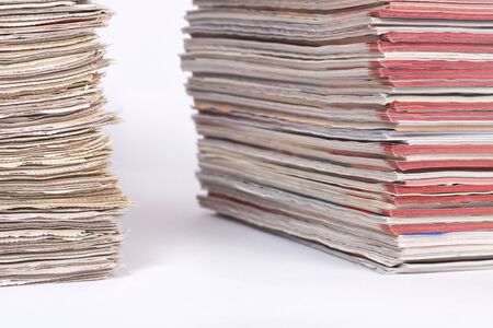 Piles of color magazines and newspapers.の写真素材