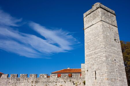 Wall and the Captain's Tower in Zadar Old City, Croatia, lots of copyspaceの写真素材